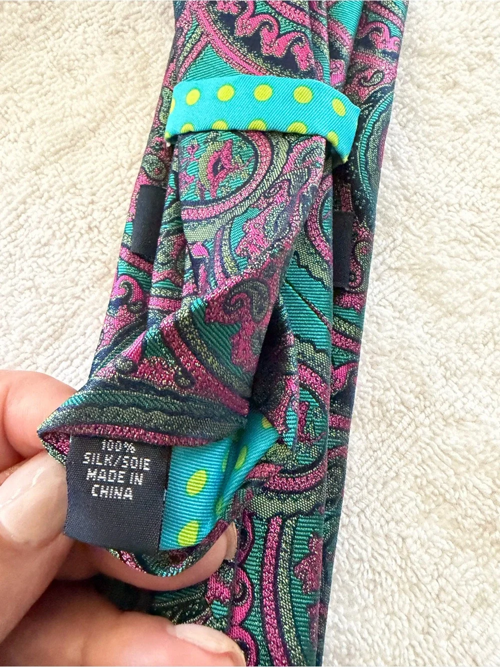 Ted Baker Silk Paisley Necktie in Teal and Pink